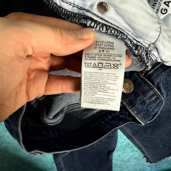 GAP Women’s Y2K Straight Leg Jeans Sz 31/12 Long High Rise 90s Style Dark Indigo - Picture 8 of 16